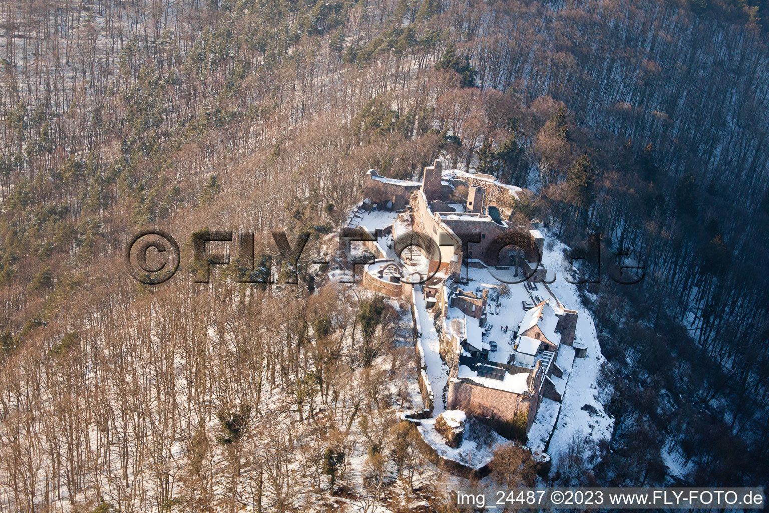 Madenburg in Eschbach in the state Rhineland-Palatinate, Germany from the plane