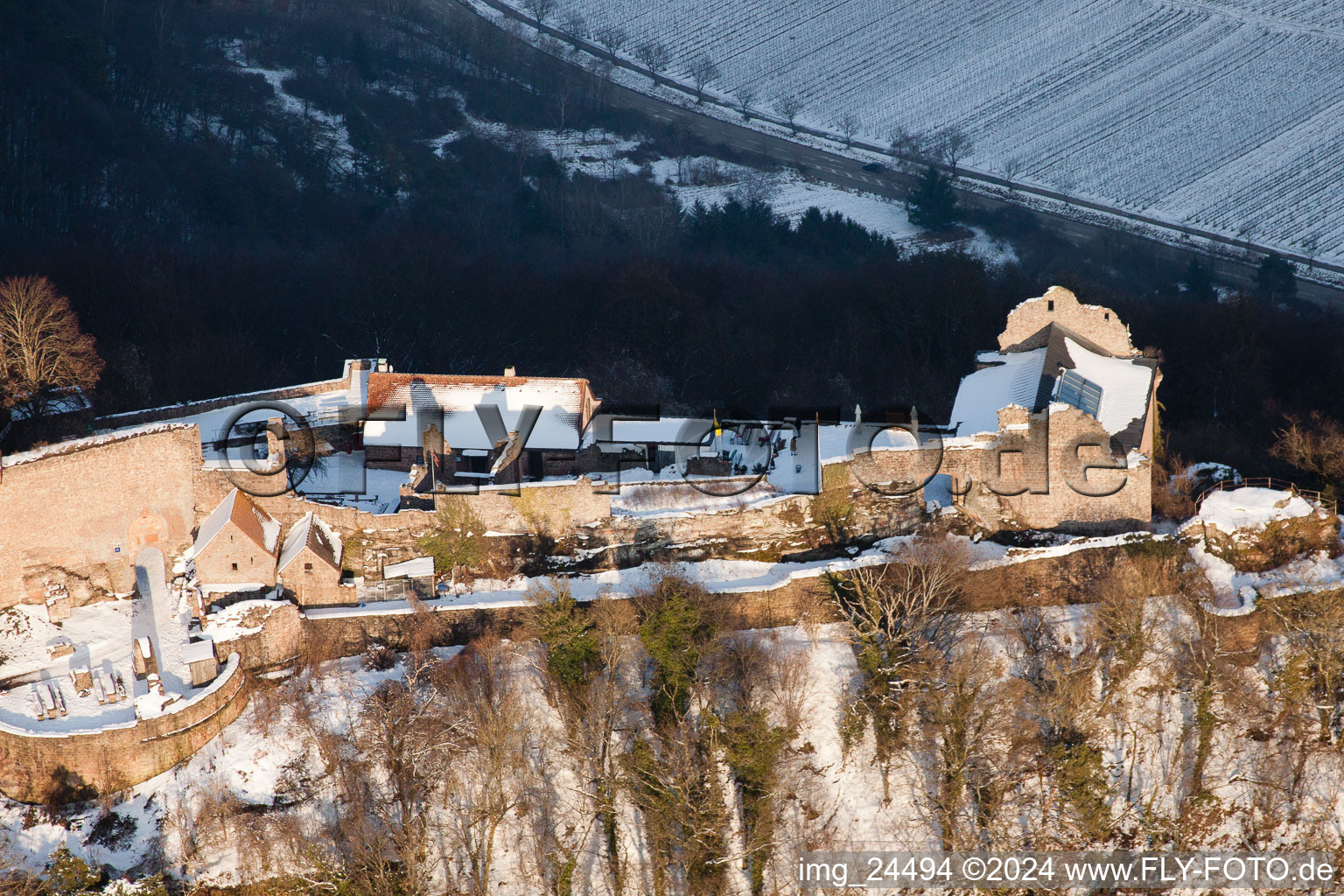 Madenburg in Eschbach in the state Rhineland-Palatinate, Germany from the drone perspective