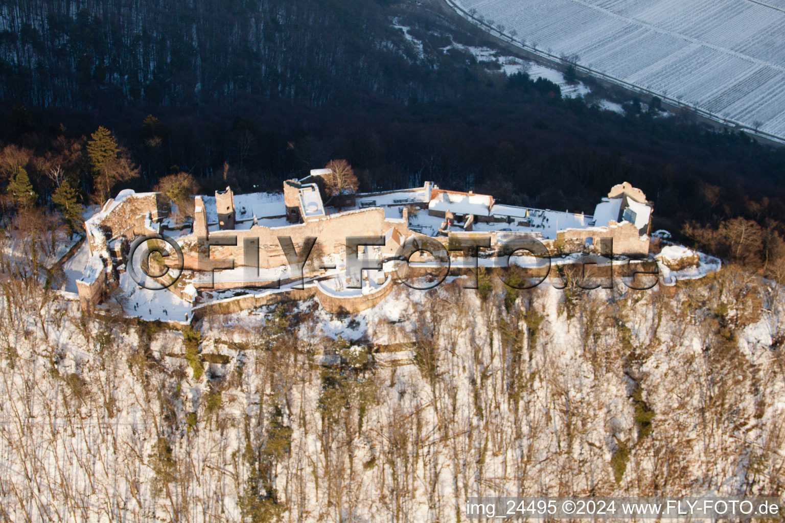 Madenburg in Eschbach in the state Rhineland-Palatinate, Germany from a drone