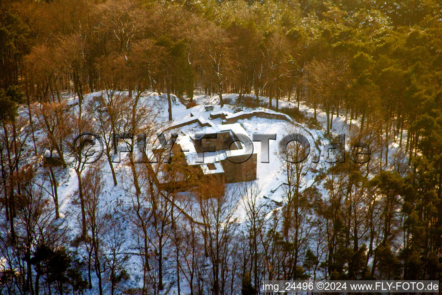 Ruins and vestiges of the former castle and fortress Burg Schloessel in the district Pfalzklinik Landeck in Klingenmuenster in the state Rhineland-Palatinate, Germany