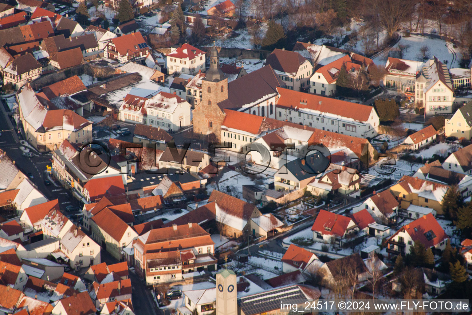 Oblique view of Klingenmünster in the state Rhineland-Palatinate, Germany