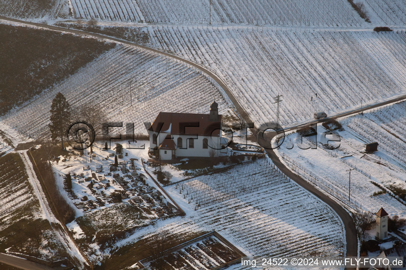 Dionisius Chapel in winter in the district Gleiszellen in Gleiszellen-Gleishorbach in the state Rhineland-Palatinate, Germany