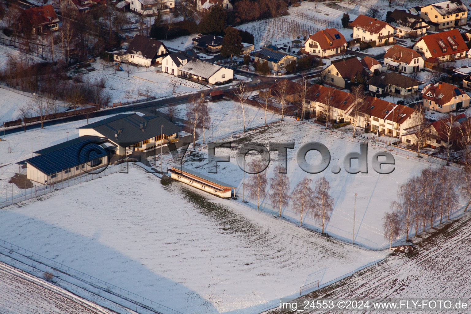 Aerial photograpy of Sports field in Dierbach in the state Rhineland-Palatinate, Germany