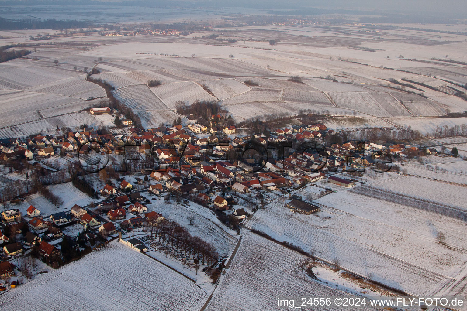 Drone recording of Dierbach in the state Rhineland-Palatinate, Germany