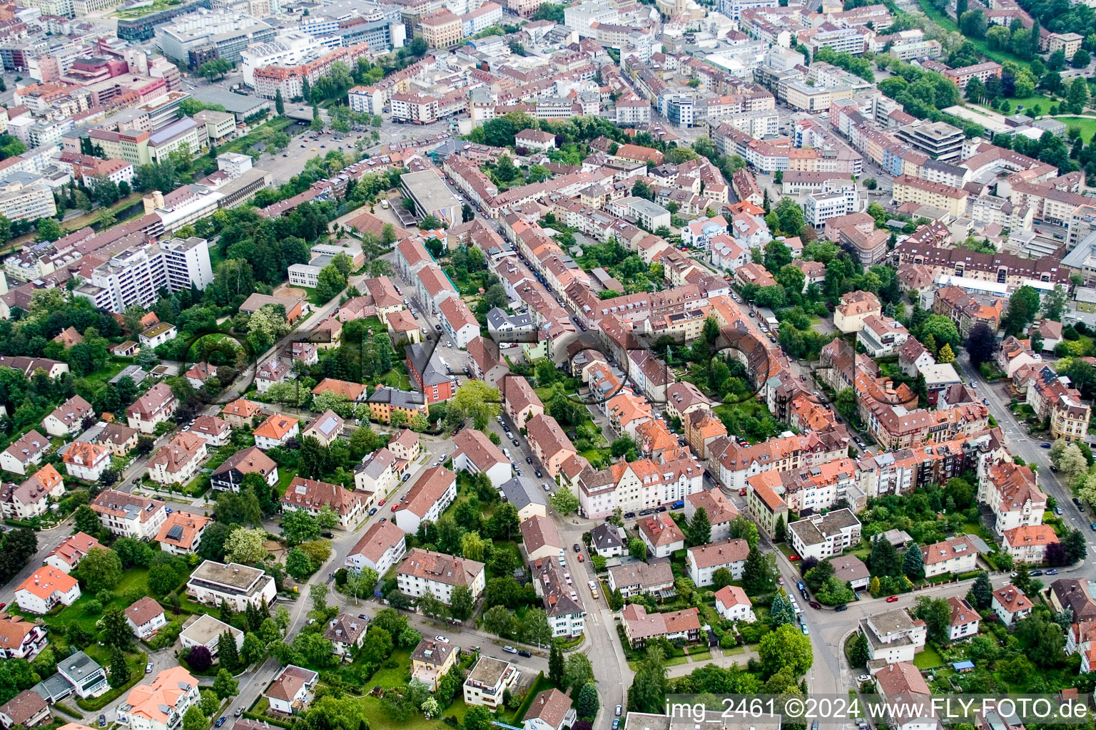 Pforzheim in the state Baden-Wuerttemberg, Germany from the plane