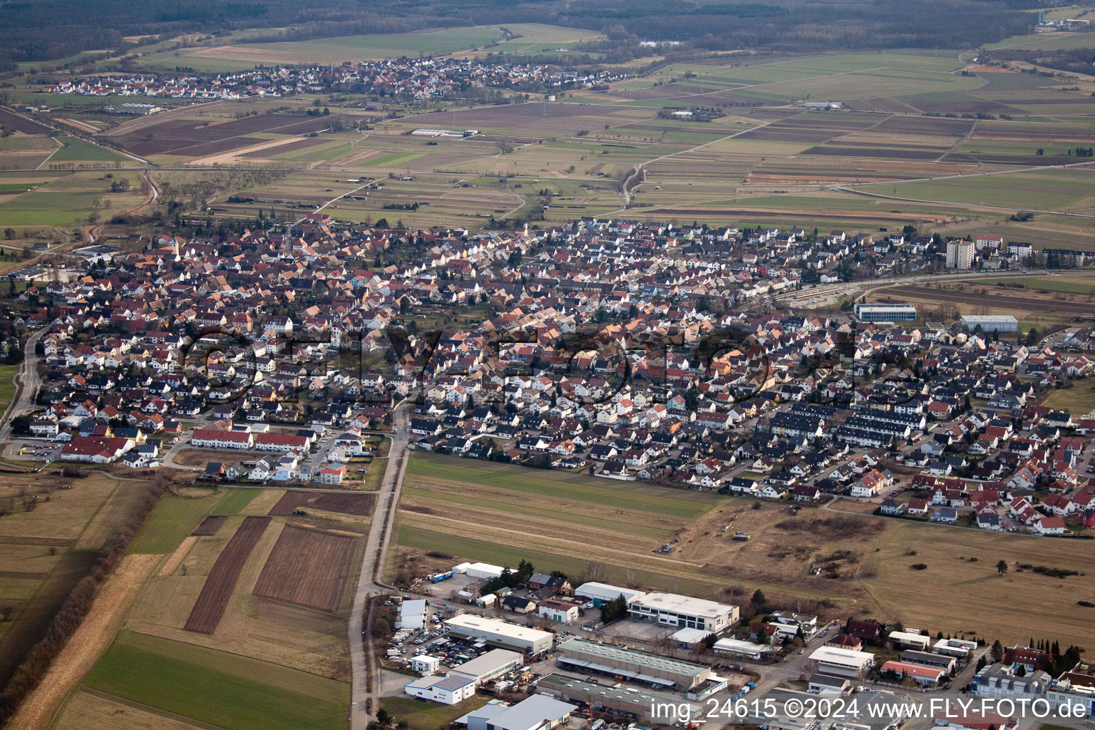 Spöck from the north in the district Neuthard in Karlsdorf-Neuthard in the state Baden-Wuerttemberg, Germany