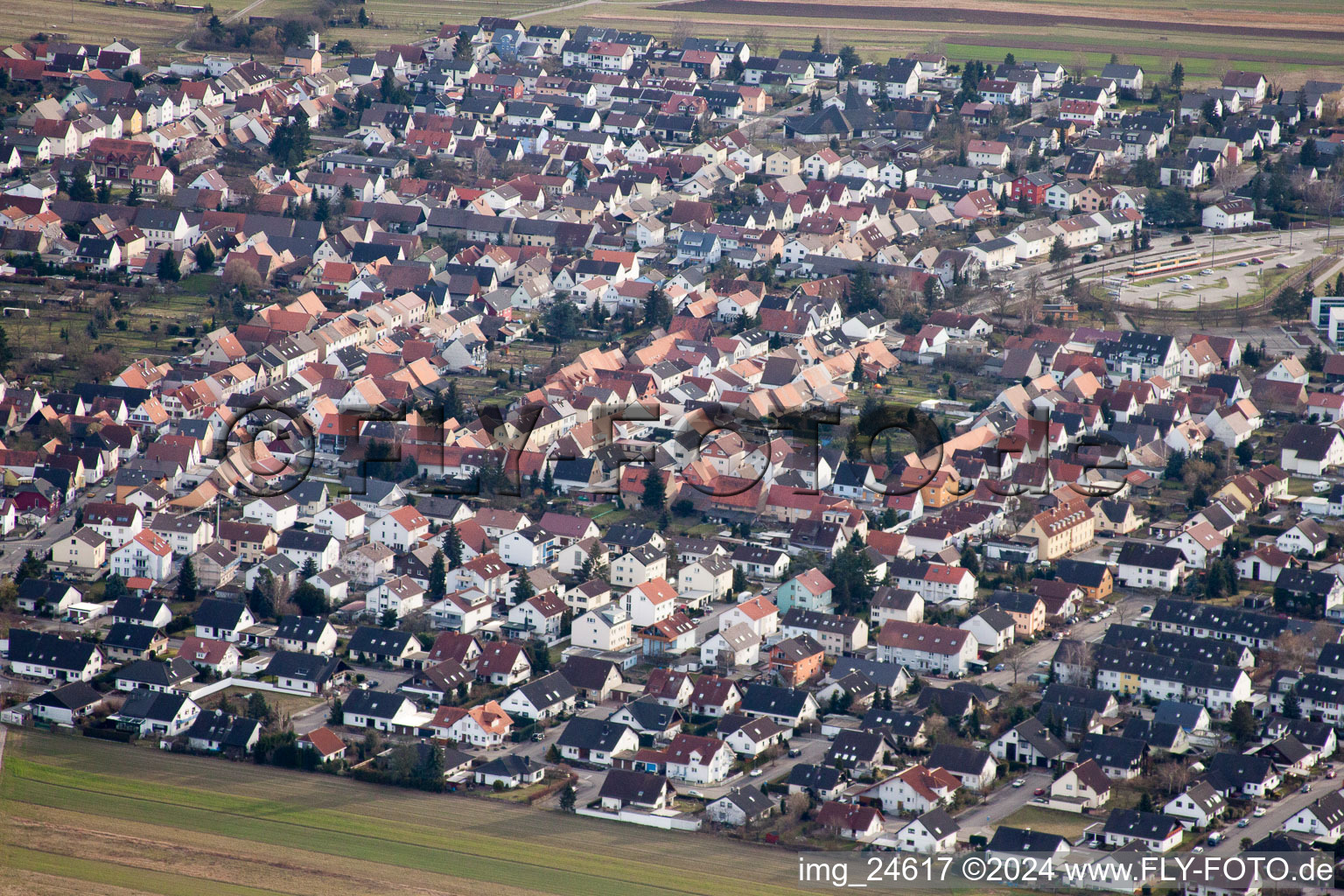 District Spöck in Stutensee in the state Baden-Wuerttemberg, Germany out of the air