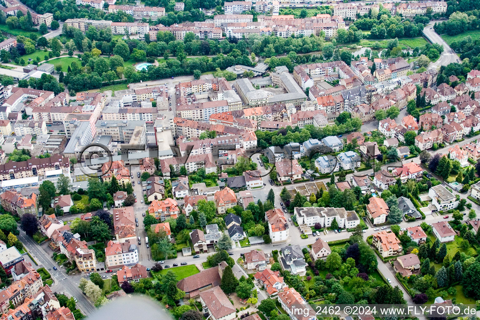 Bird's eye view of Pforzheim in the state Baden-Wuerttemberg, Germany