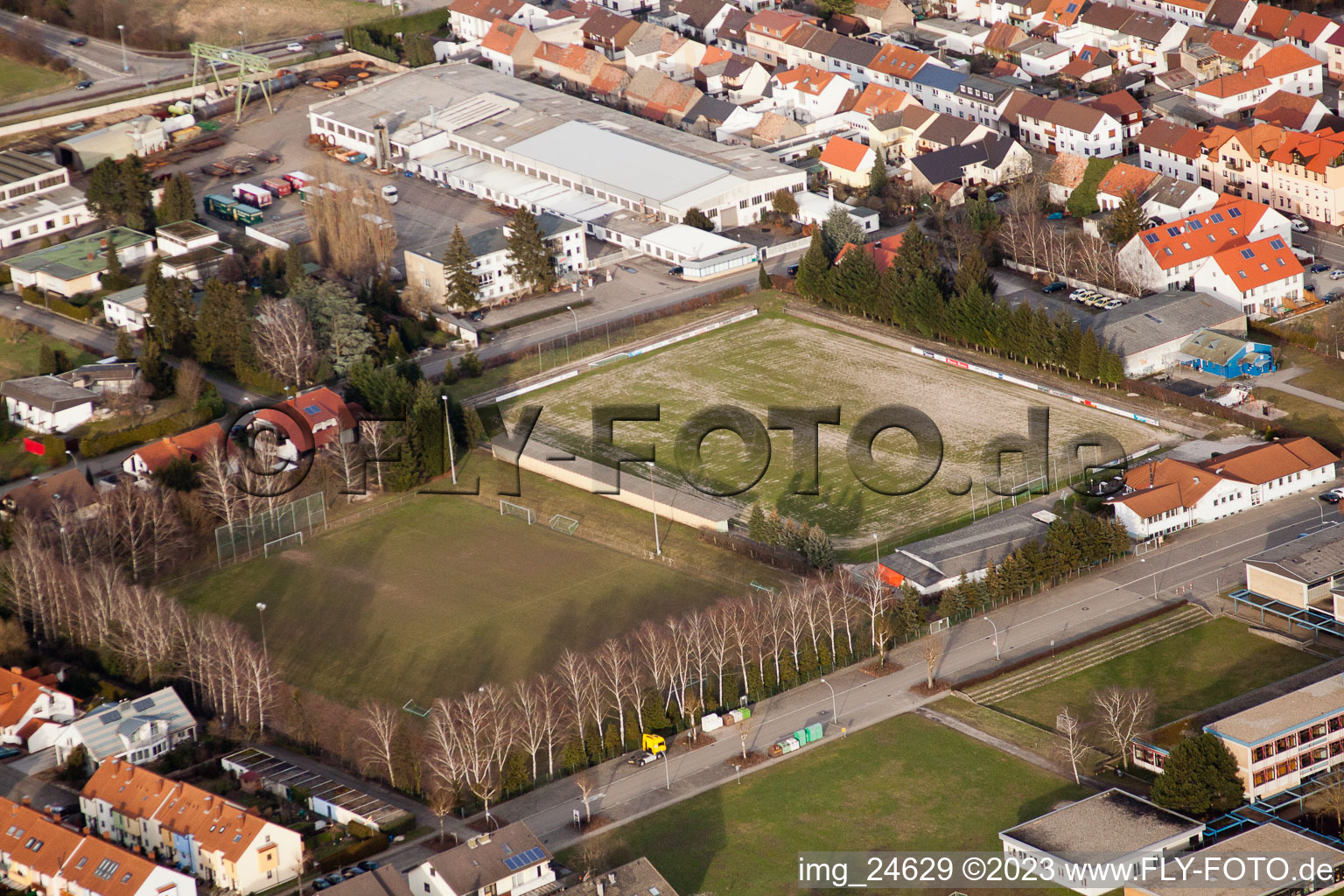 FC Germania sports field in the district Karlsdorf in Karlsdorf-Neuthard in the state Baden-Wuerttemberg, Germany