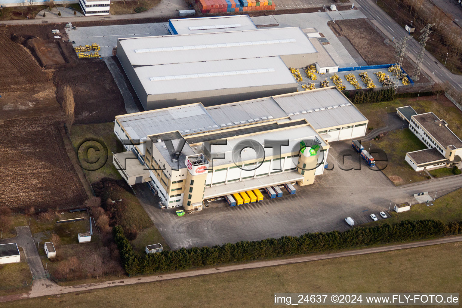 Industrial area on the motorway, Zabler in Bruchsal in the state Baden-Wuerttemberg, Germany