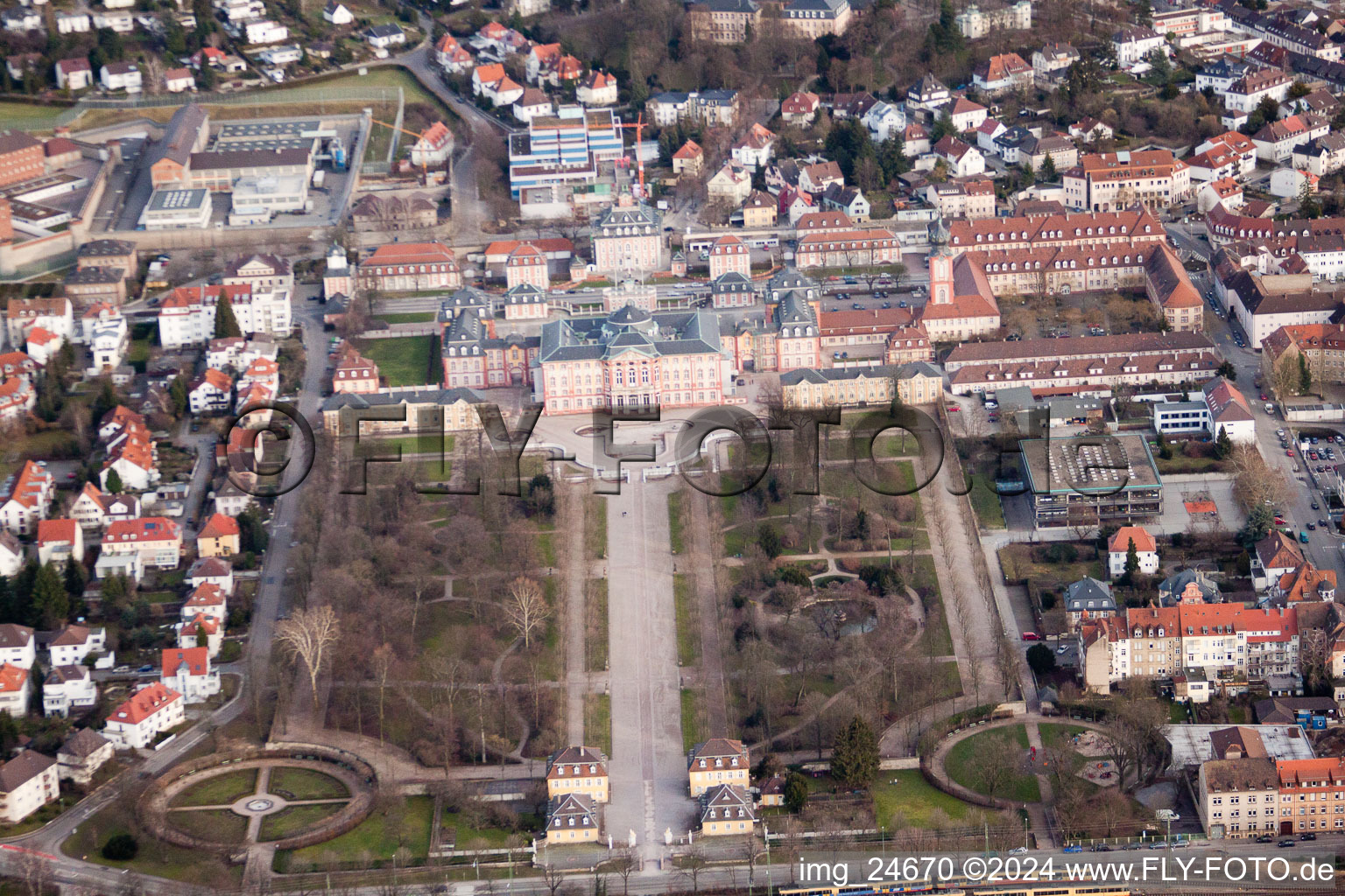 Castle Park in Bruchsal in the state Baden-Wuerttemberg, Germany