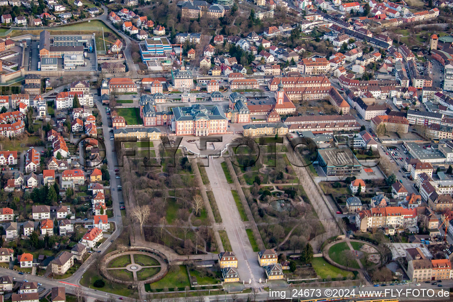 Castle Garden in Bruchsal in the state Baden-Wuerttemberg, Germany