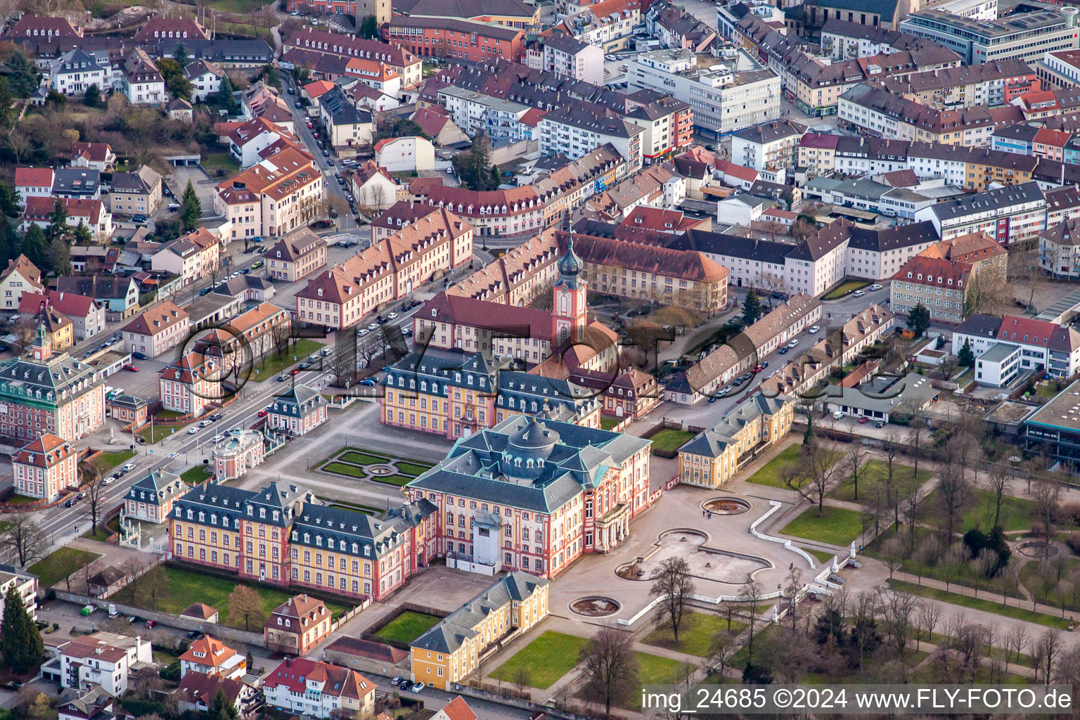 Castle from the northwest in Bruchsal in the state Baden-Wuerttemberg, Germany