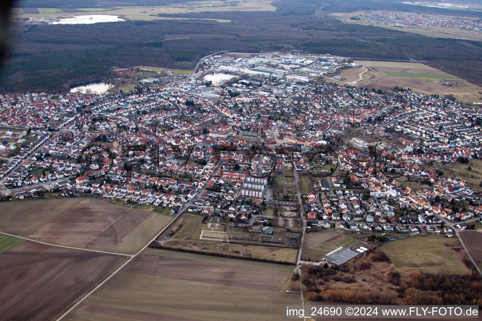 Oblique view of Forst in the state Baden-Wuerttemberg, Germany