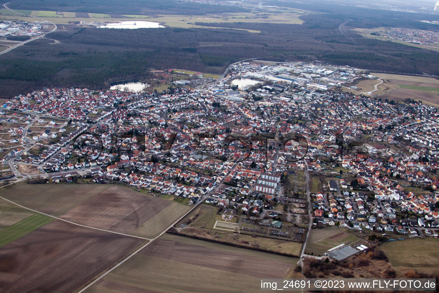 Forst in the state Baden-Wuerttemberg, Germany out of the air