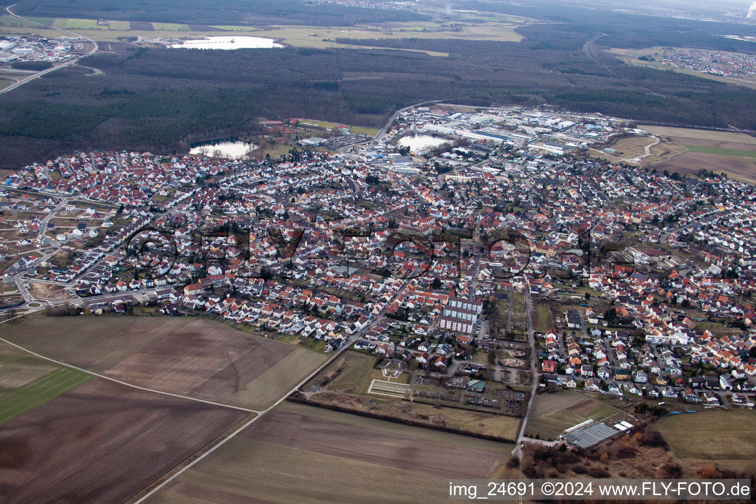 Forst in the state Baden-Wuerttemberg, Germany from above