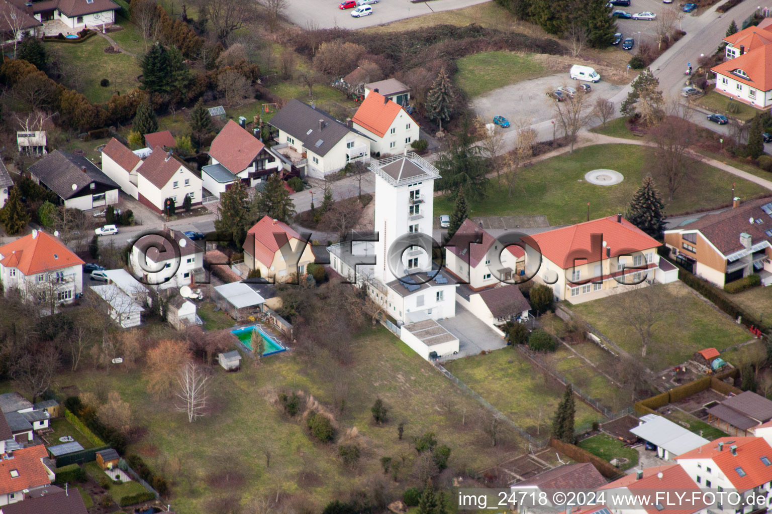 Aerial view of Langenbrücken in the district Bad Langenbrücken in Bad Schönborn in the state Baden-Wuerttemberg, Germany