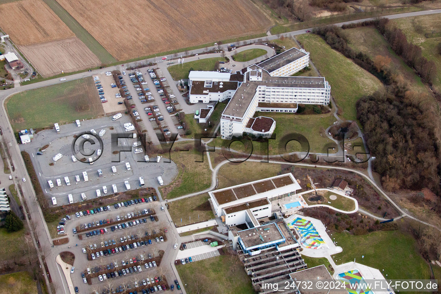 Aerial view of Reh Clinic Sigmund Weil in the district Bad Mingolsheim in Bad Schönborn in the state Baden-Wuerttemberg, Germany