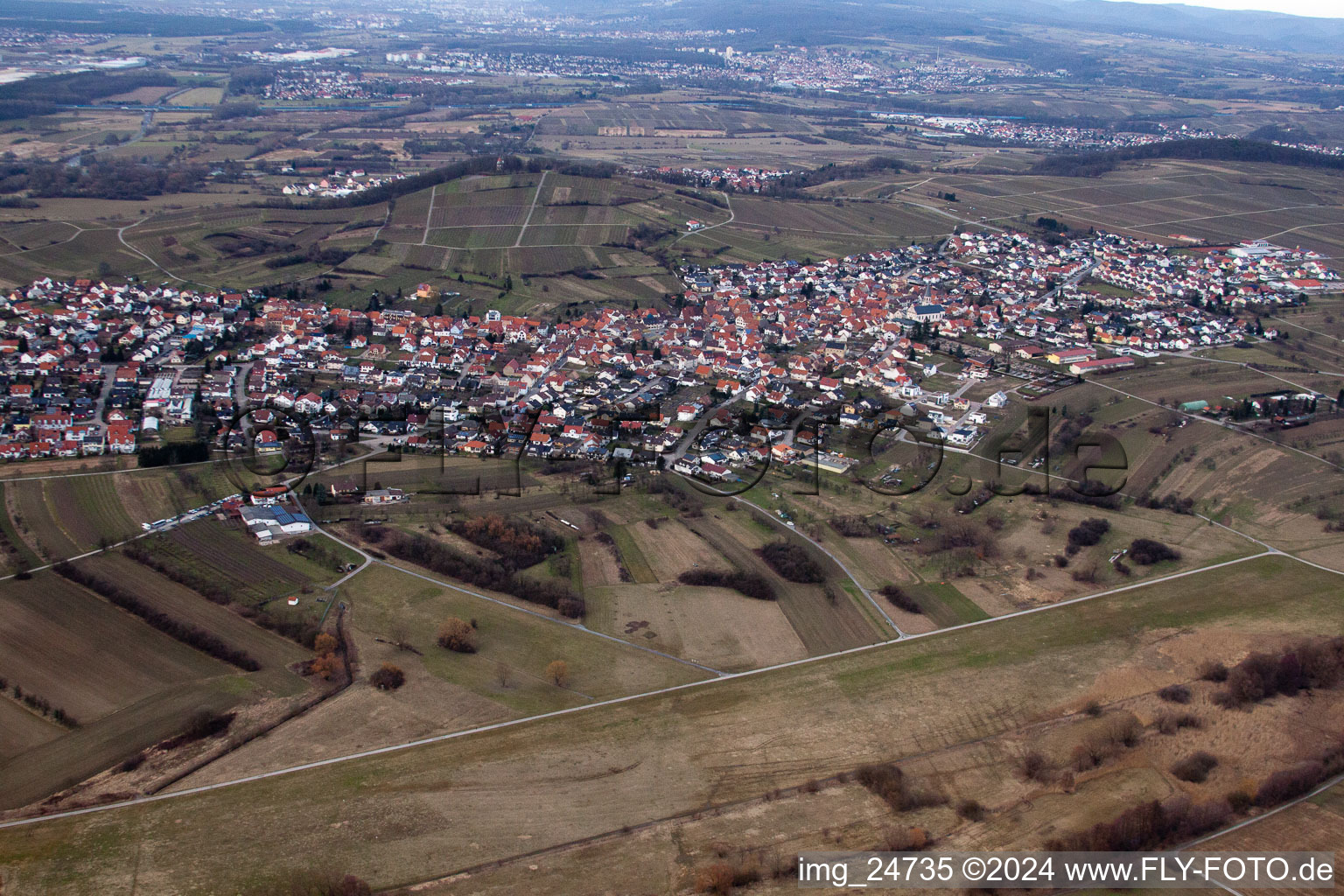 Malsch in the state Baden-Wuerttemberg, Germany from a drone