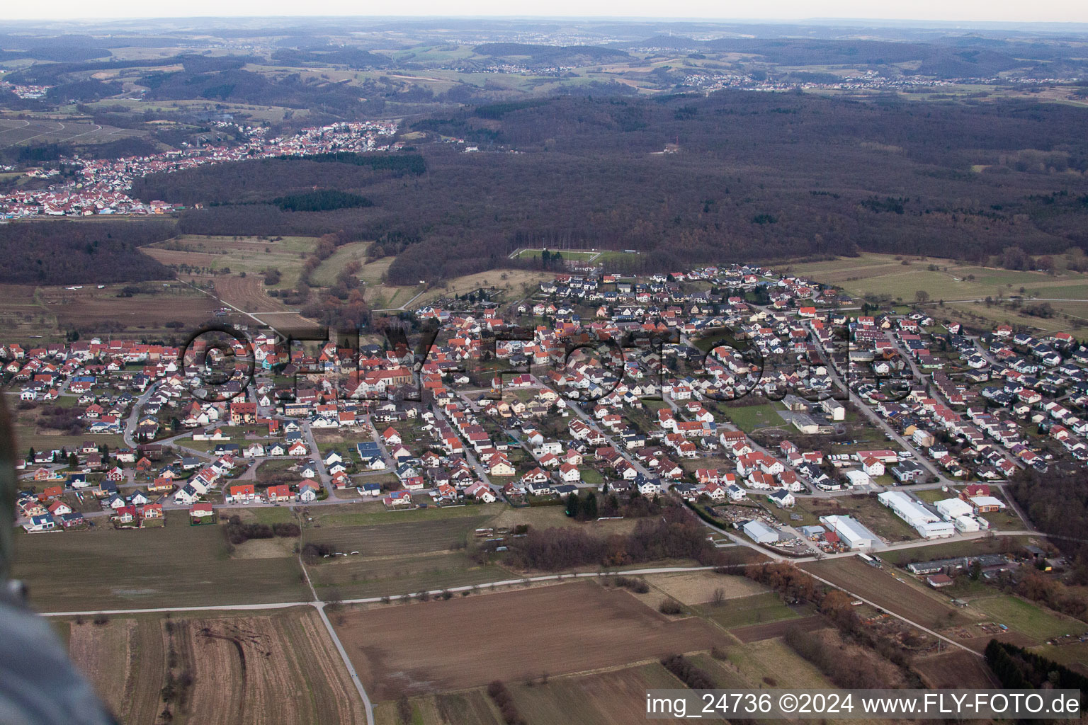 Malsch in the state Baden-Wuerttemberg, Germany seen from a drone