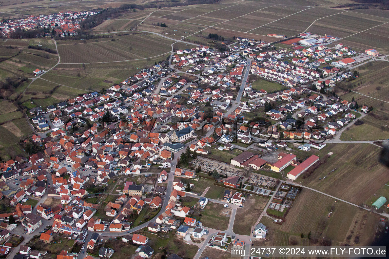 Aerial view of Malsch in the state Baden-Wuerttemberg, Germany