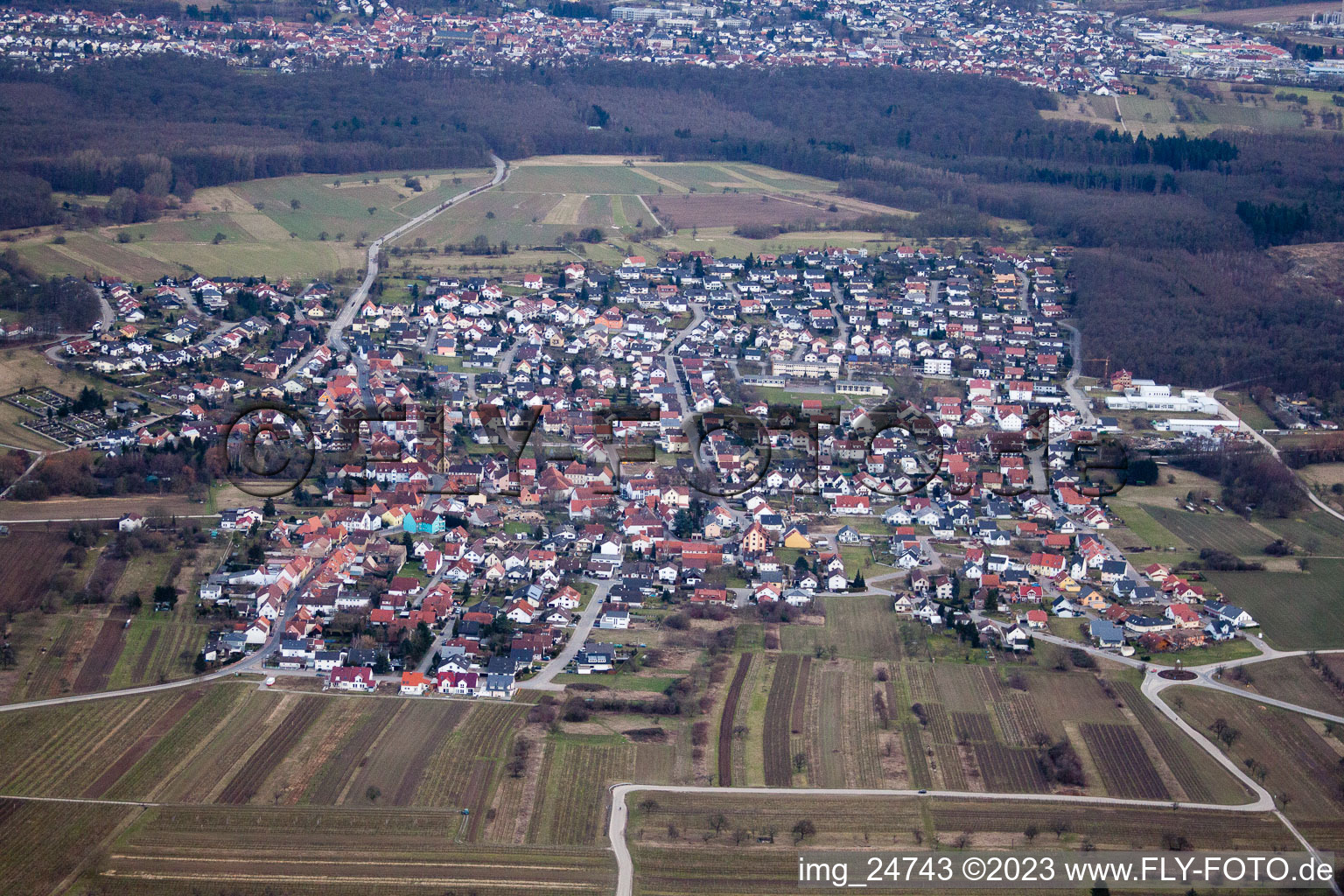 Aerial view of Mulhouse, Retigheim in Retigheim in the state Baden-Wuerttemberg, Germany