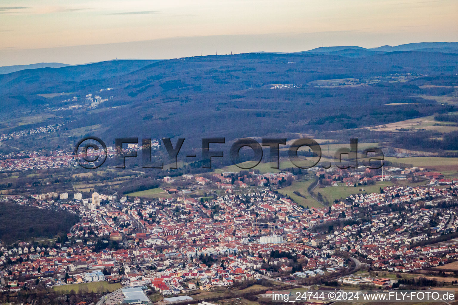 Aerial view of From the south in Wiesloch in the state Baden-Wuerttemberg, Germany