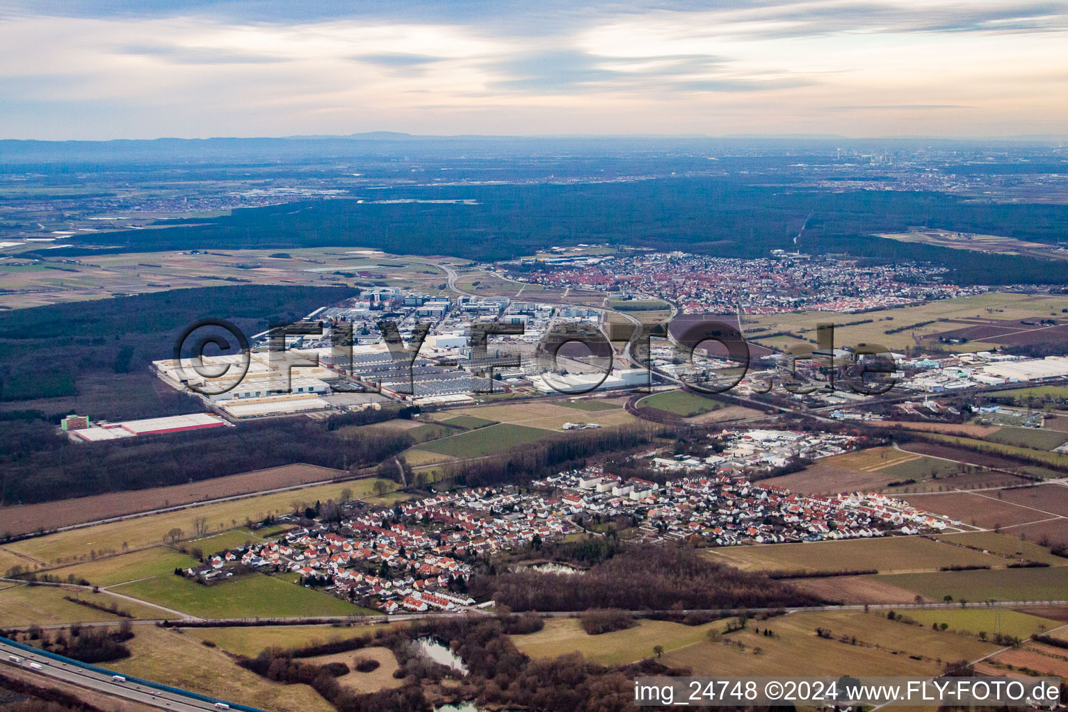 From the southeast in the district Frauenweiler in Wiesloch in the state Baden-Wuerttemberg, Germany