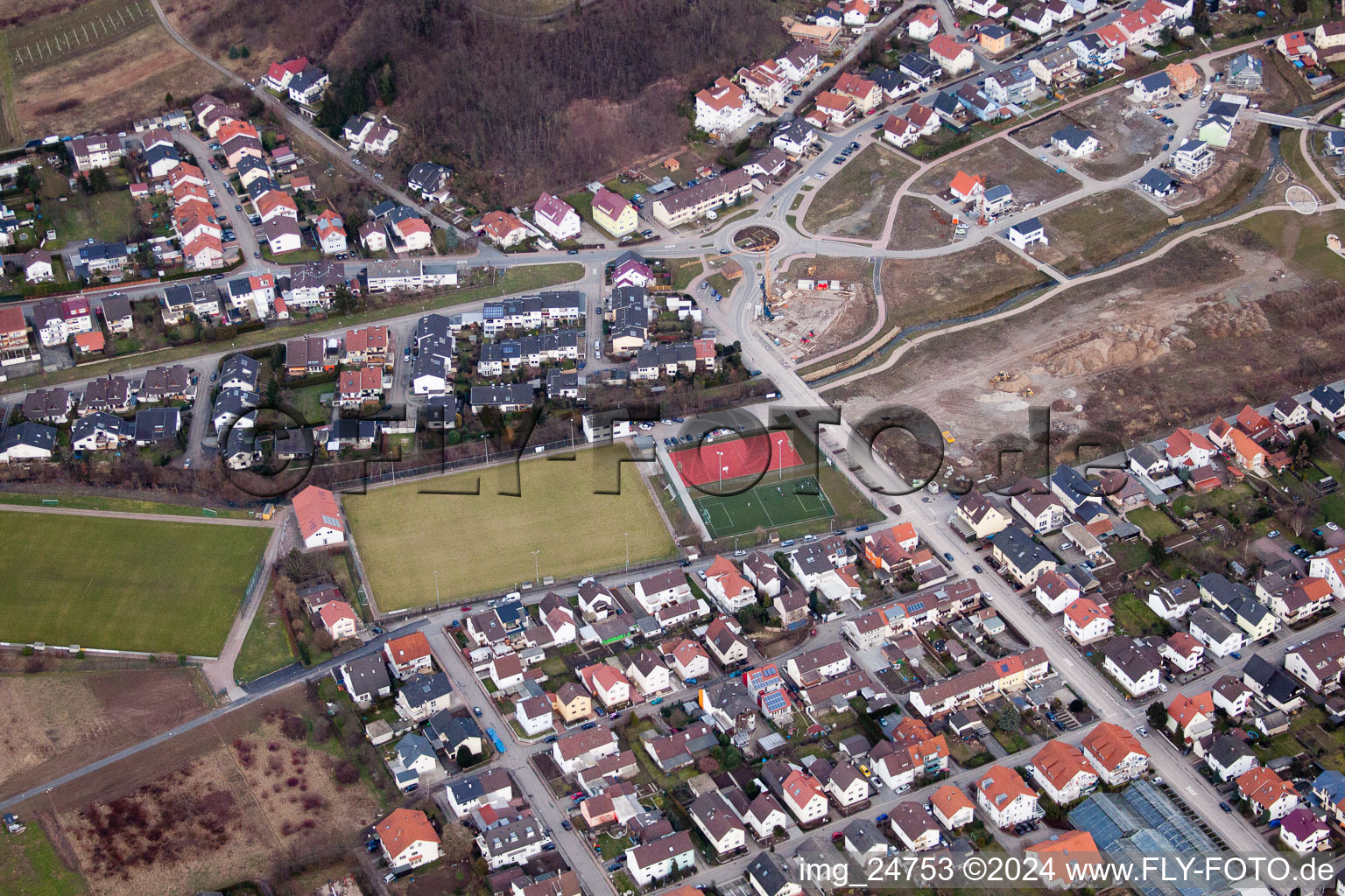 Sports fields in Rauenberg in the state Baden-Wuerttemberg, Germany