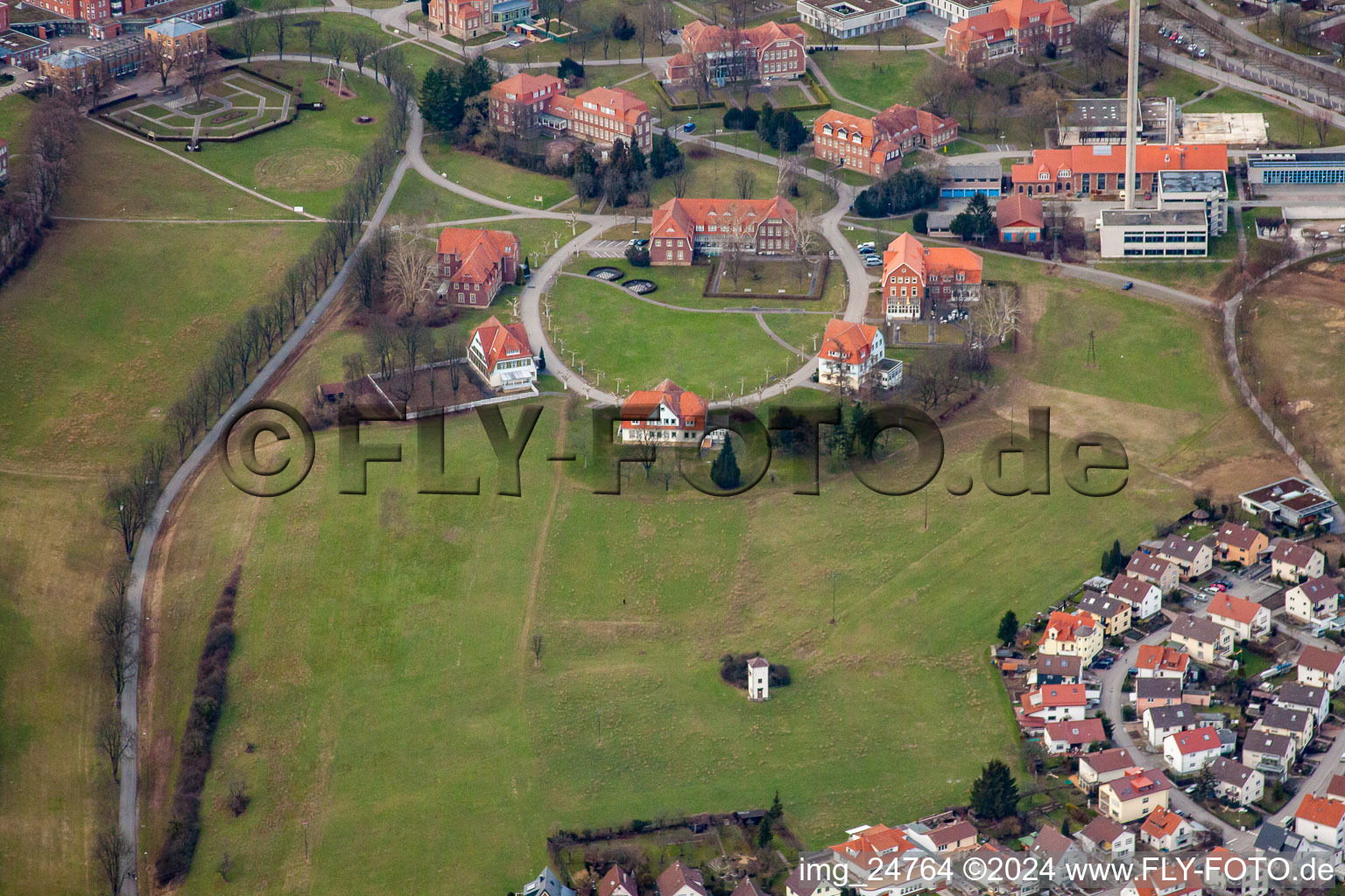 Aerial view of State Psychiatric Hospital in the district Altwiesloch in Wiesloch in the state Baden-Wuerttemberg, Germany