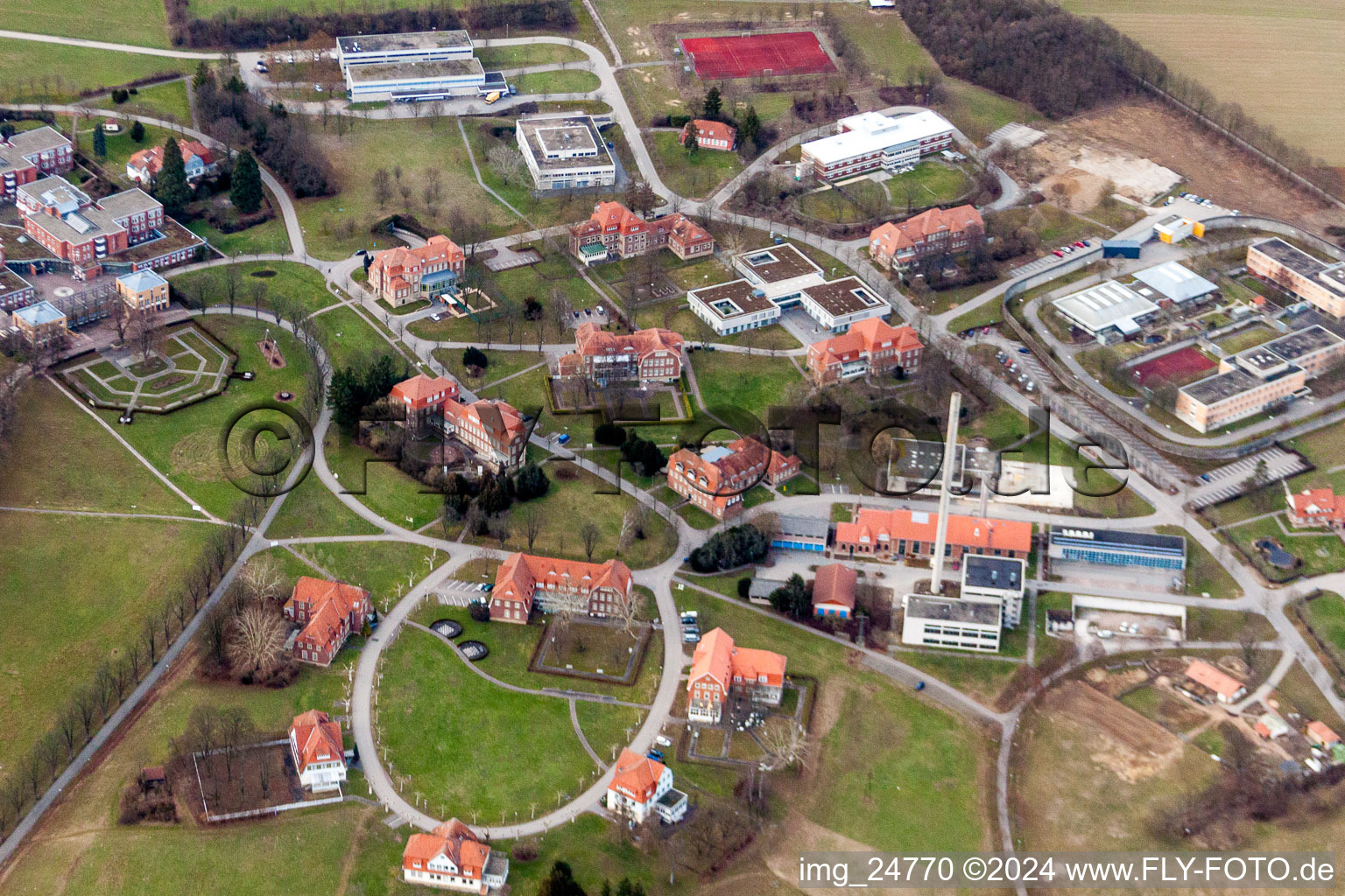 Oblique view of State Psychiatric Hospital in the district Altwiesloch in Wiesloch in the state Baden-Wuerttemberg, Germany