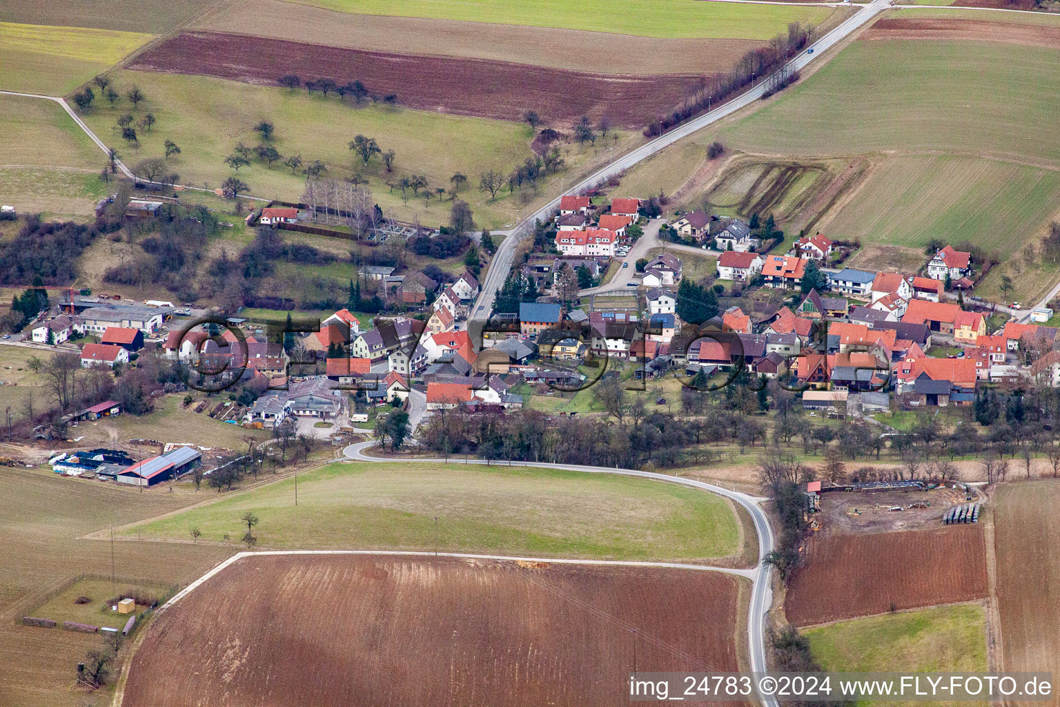 Nußloch in the state Baden-Wuerttemberg, Germany from above