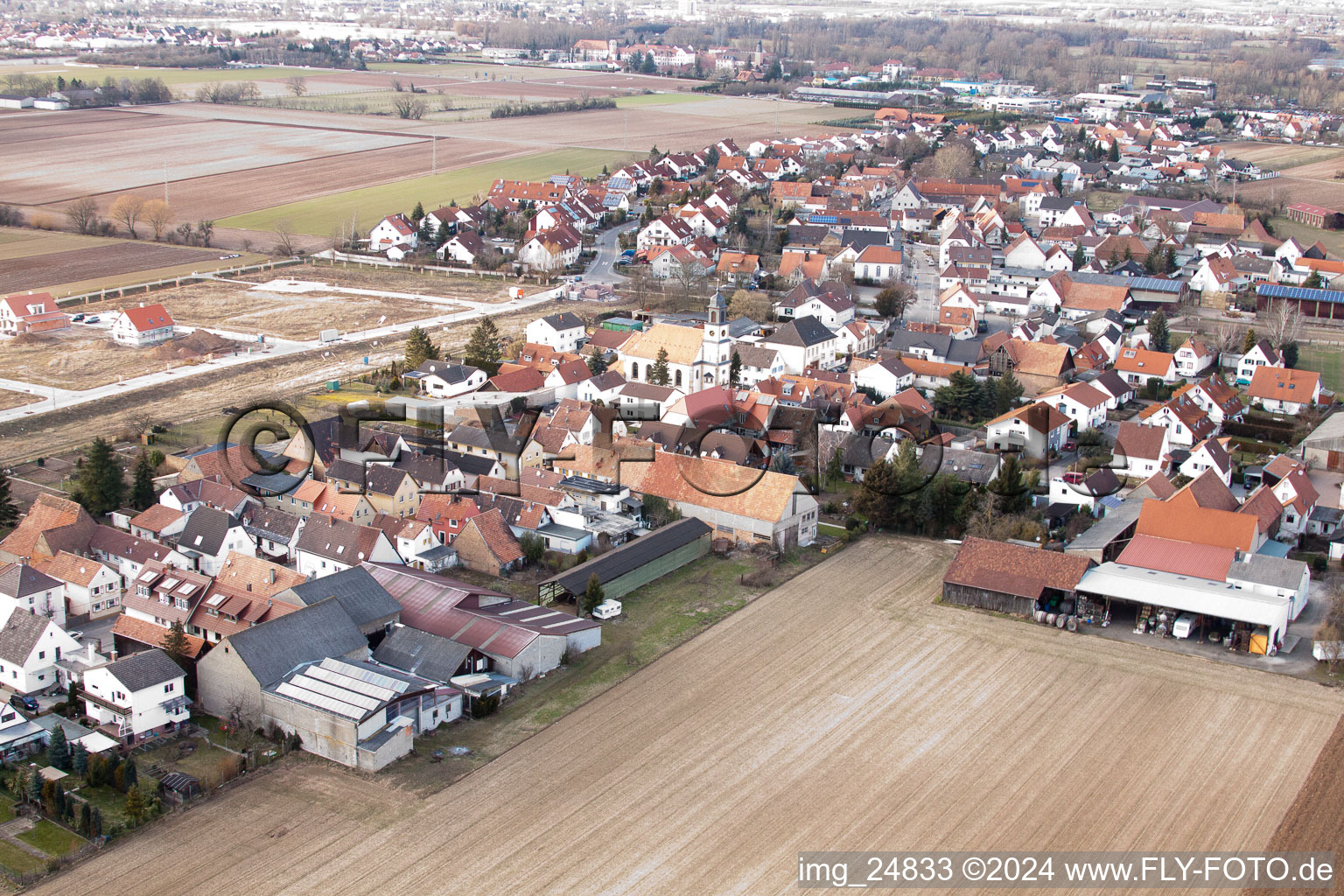 Aerial view of District Mörlheim in Landau in der Pfalz in the state Rhineland-Palatinate, Germany