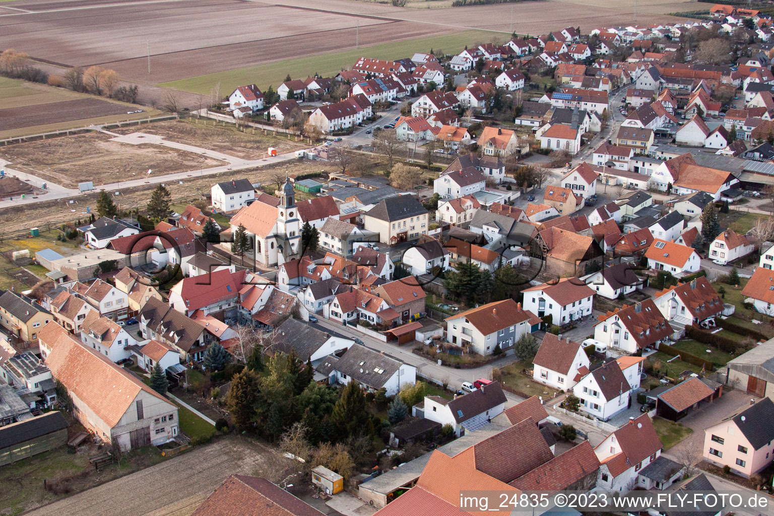 Aerial view of District Mörlheim in Landau in der Pfalz in the state Rhineland-Palatinate, Germany