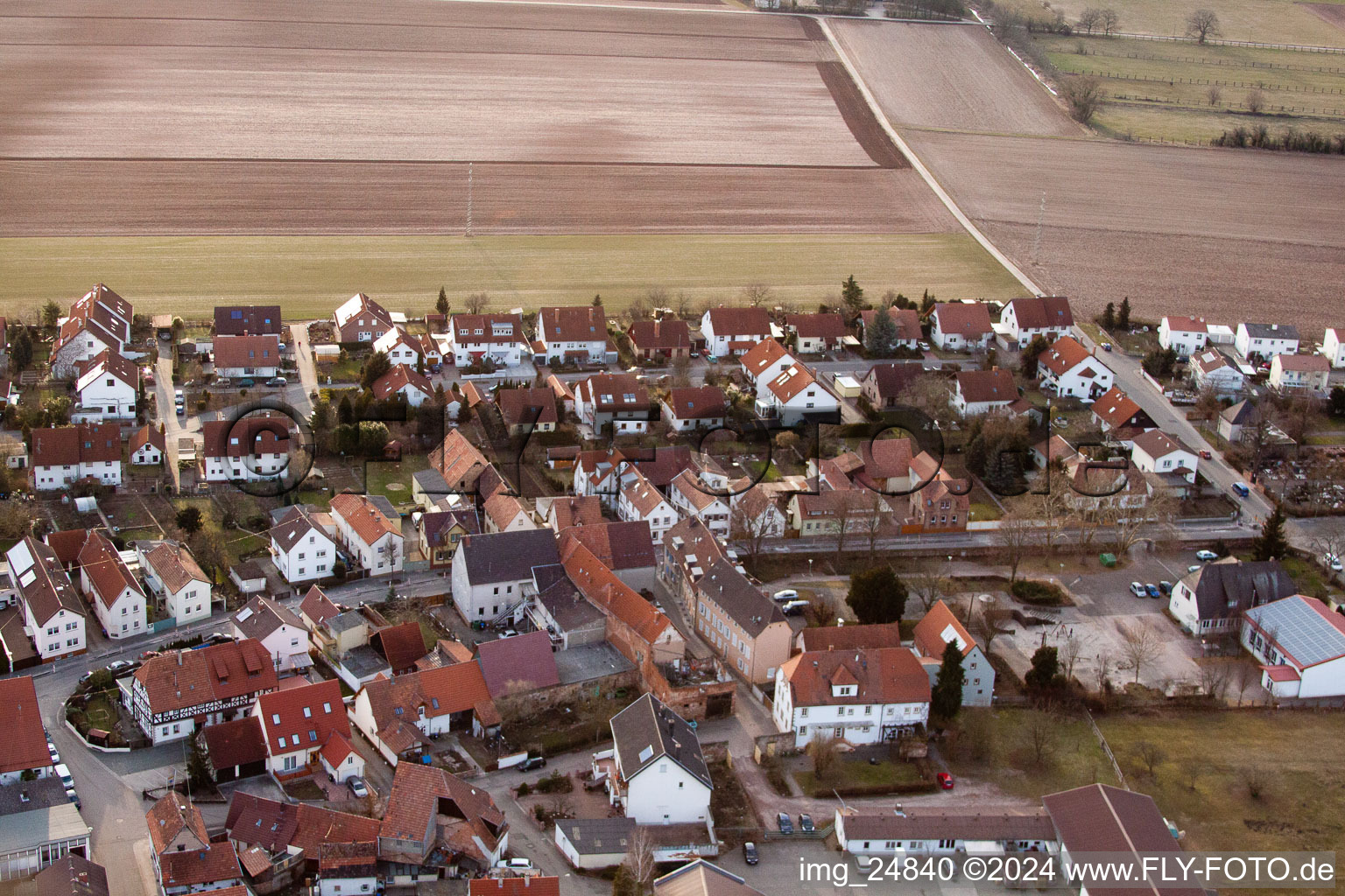 District Mörlheim in Landau in der Pfalz in the state Rhineland-Palatinate, Germany from the plane