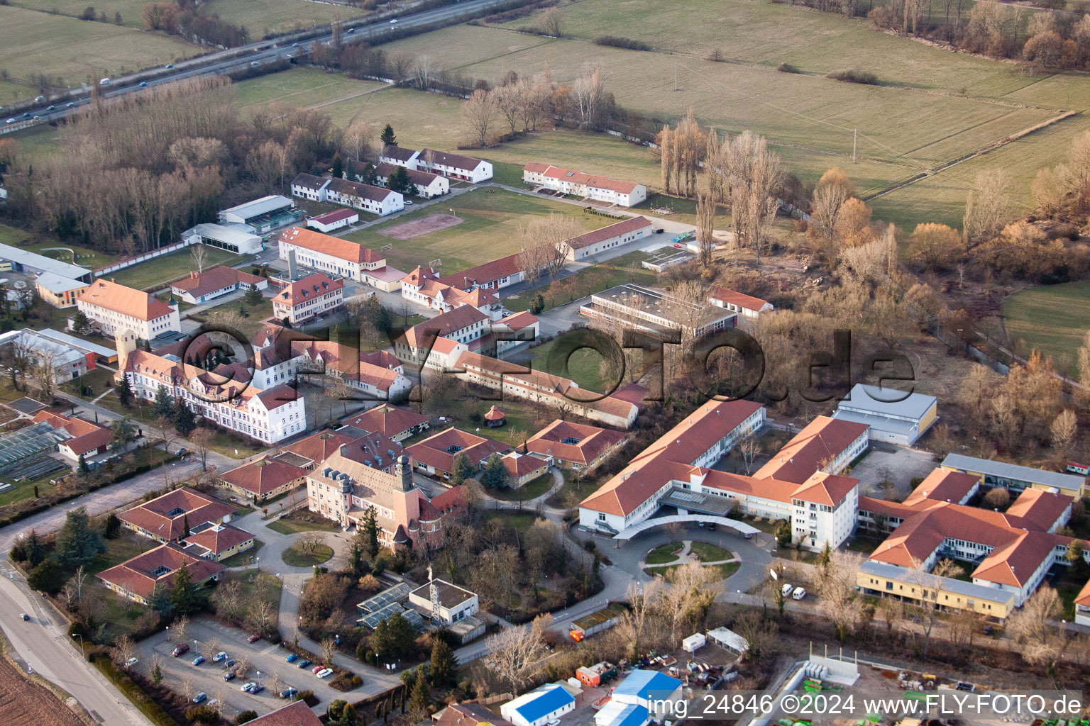 Stift, Jakob-Reeb-Schule‎ Youth Work St. Josef‎ in Landau in der Pfalz in the state Rhineland-Palatinate, Germany from above