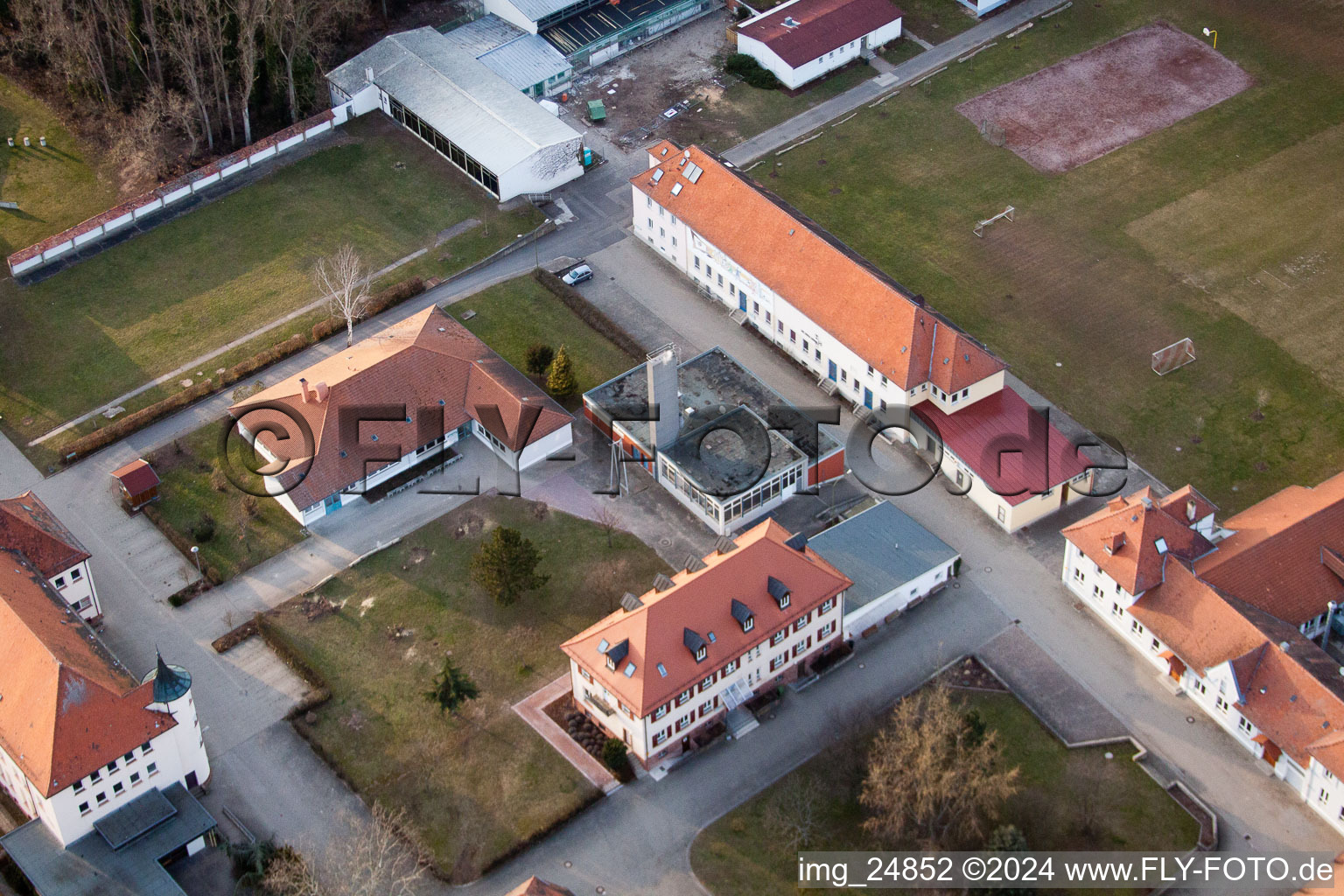 Stift, Jakob-Reeb-Schule‎ Youth Work St. Josef‎ in Landau in der Pfalz in the state Rhineland-Palatinate, Germany from the plane