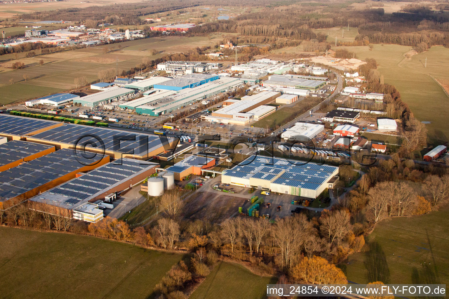 Aerial view of Michelin tire factory in the Landau Ost industrial area in Landau in der Pfalz in the state Rhineland-Palatinate, Germany