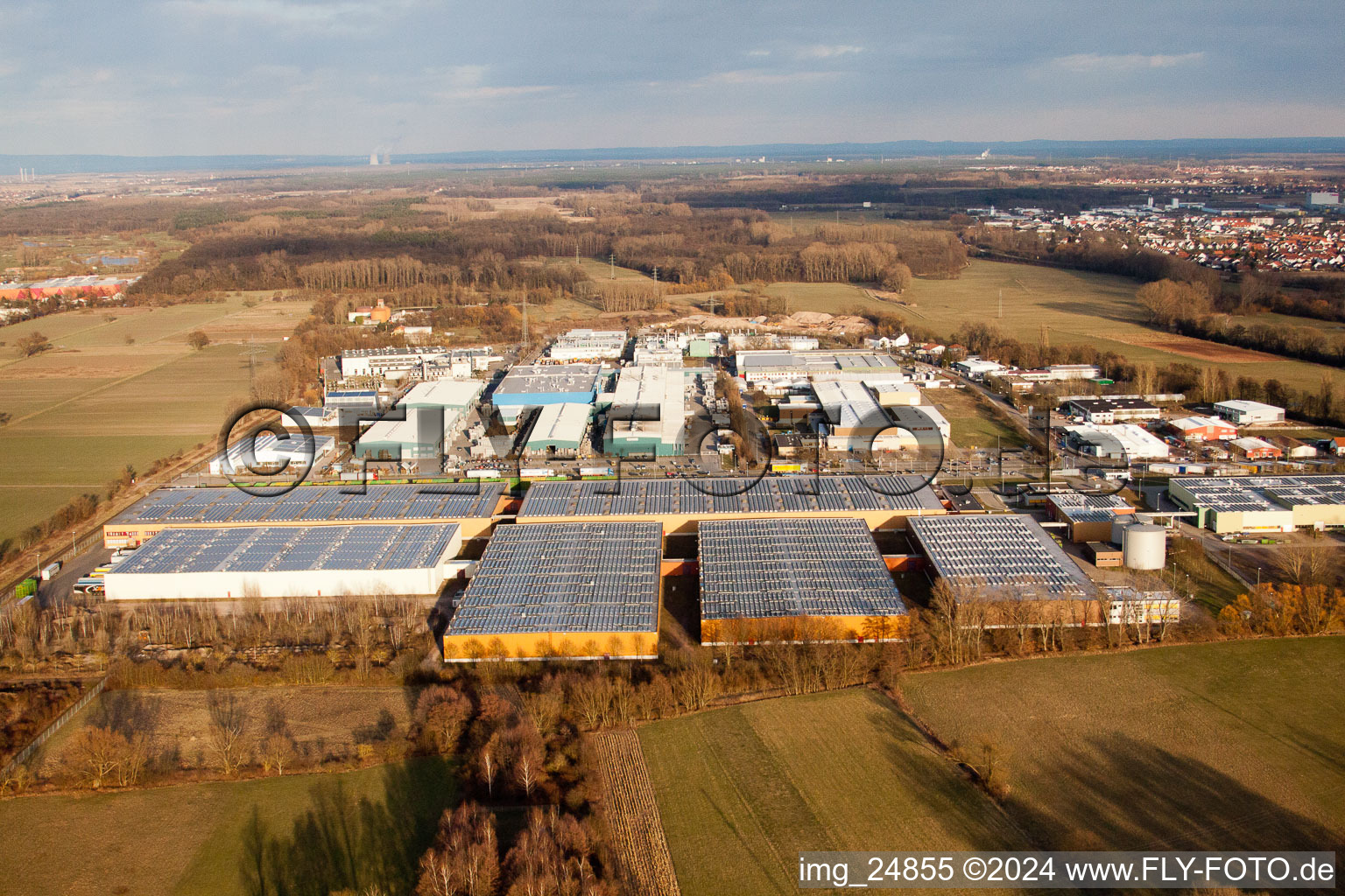 Aerial photograpy of Michelin tire factory in the Landau Ost industrial area in Landau in der Pfalz in the state Rhineland-Palatinate, Germany