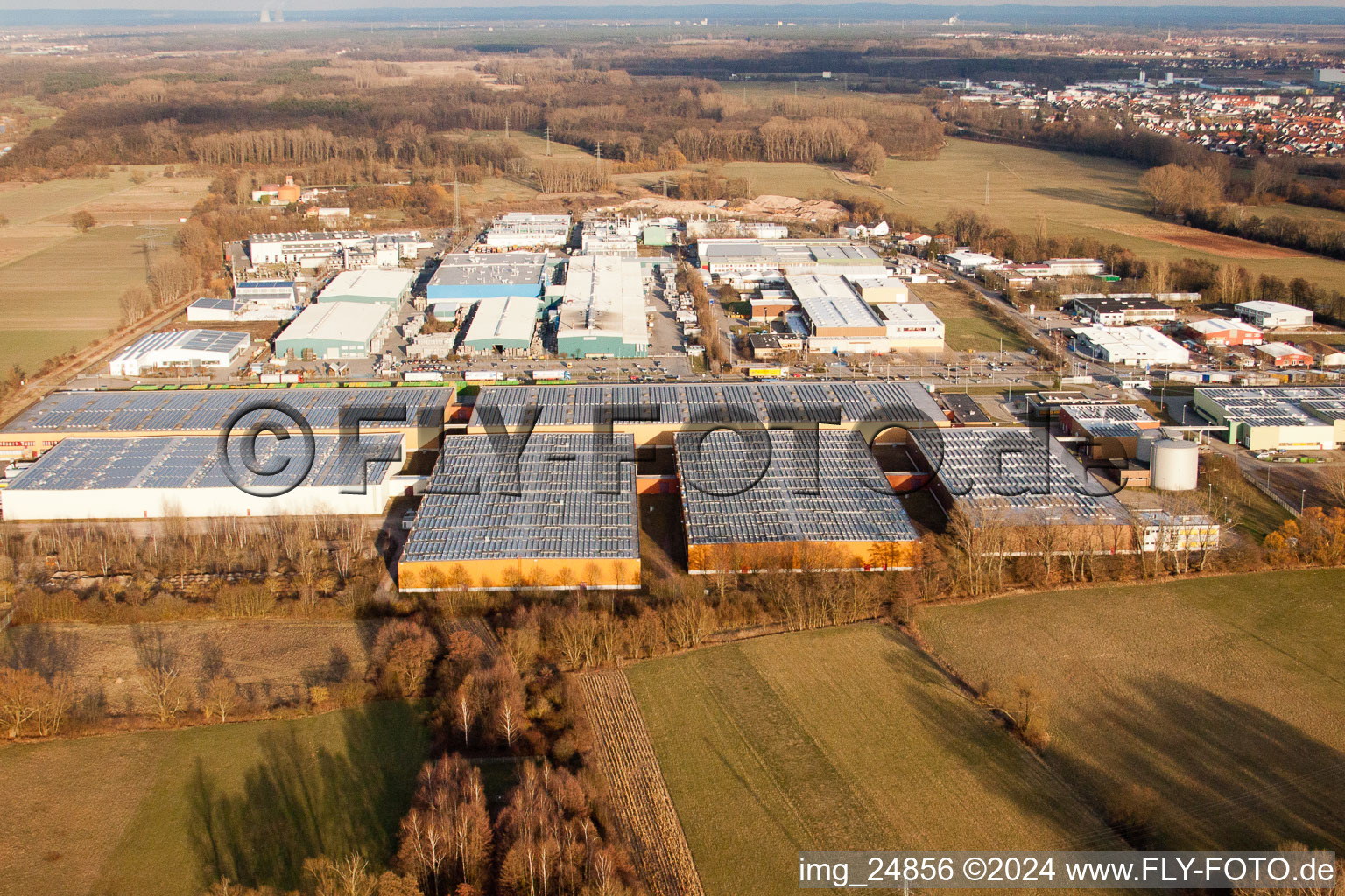 Oblique view of Michelin tire factory in the Landau Ost industrial area in Landau in der Pfalz in the state Rhineland-Palatinate, Germany