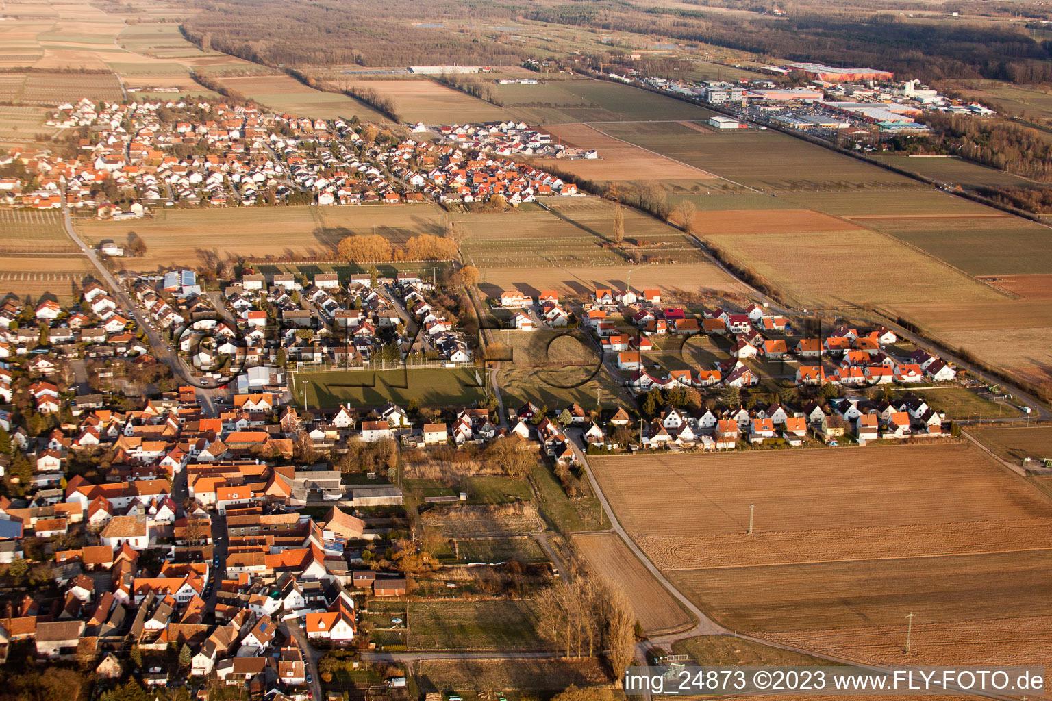 District Dammheim in Landau in der Pfalz in the state Rhineland-Palatinate, Germany from the plane
