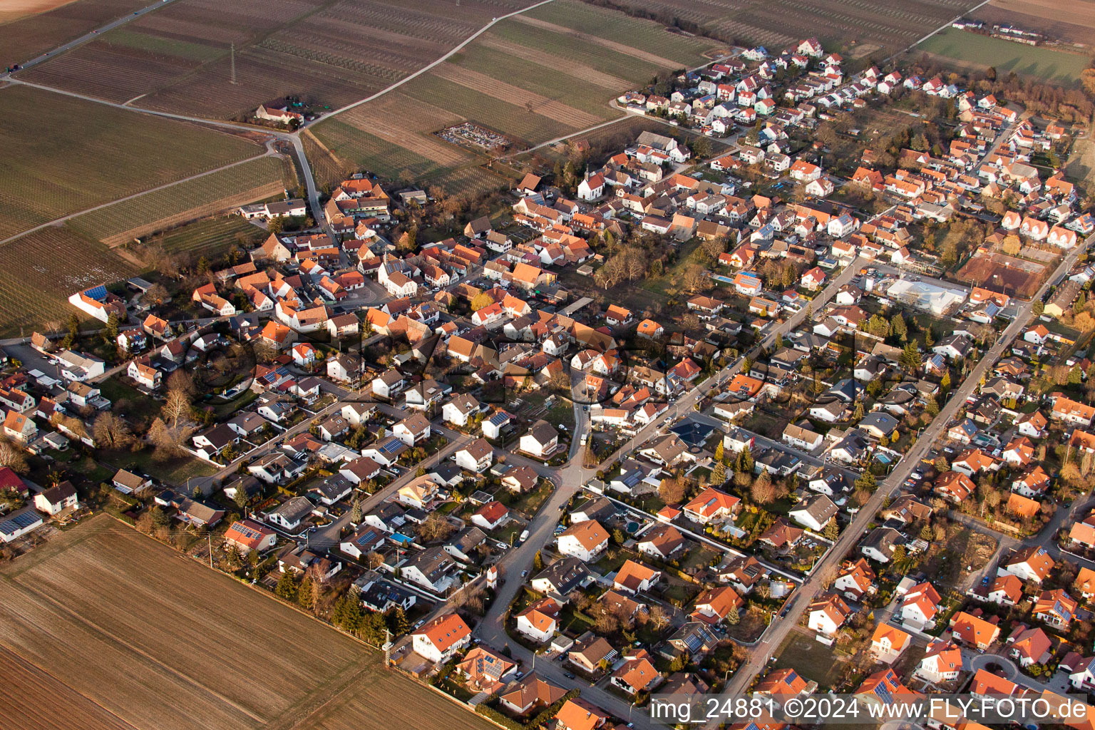 Bornheim in the state Rhineland-Palatinate, Germany from above