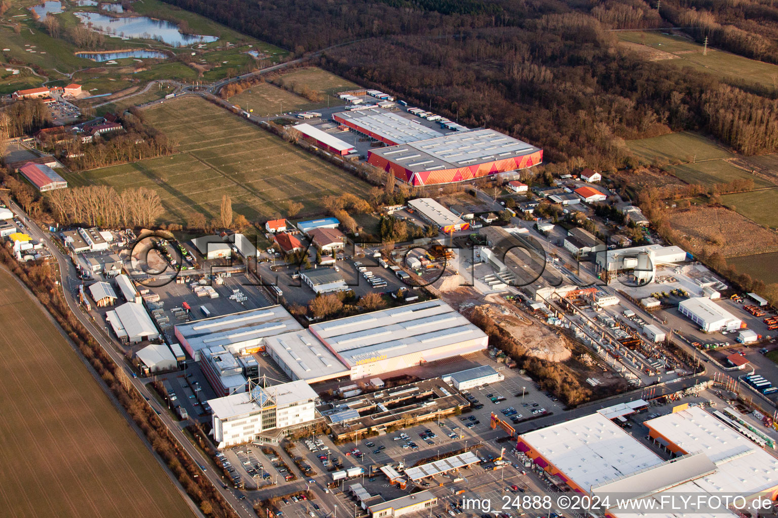 Hornbach hardware store in the industrial area Bruchwiesenstr in Bornheim in the state Rhineland-Palatinate, Germany out of the air