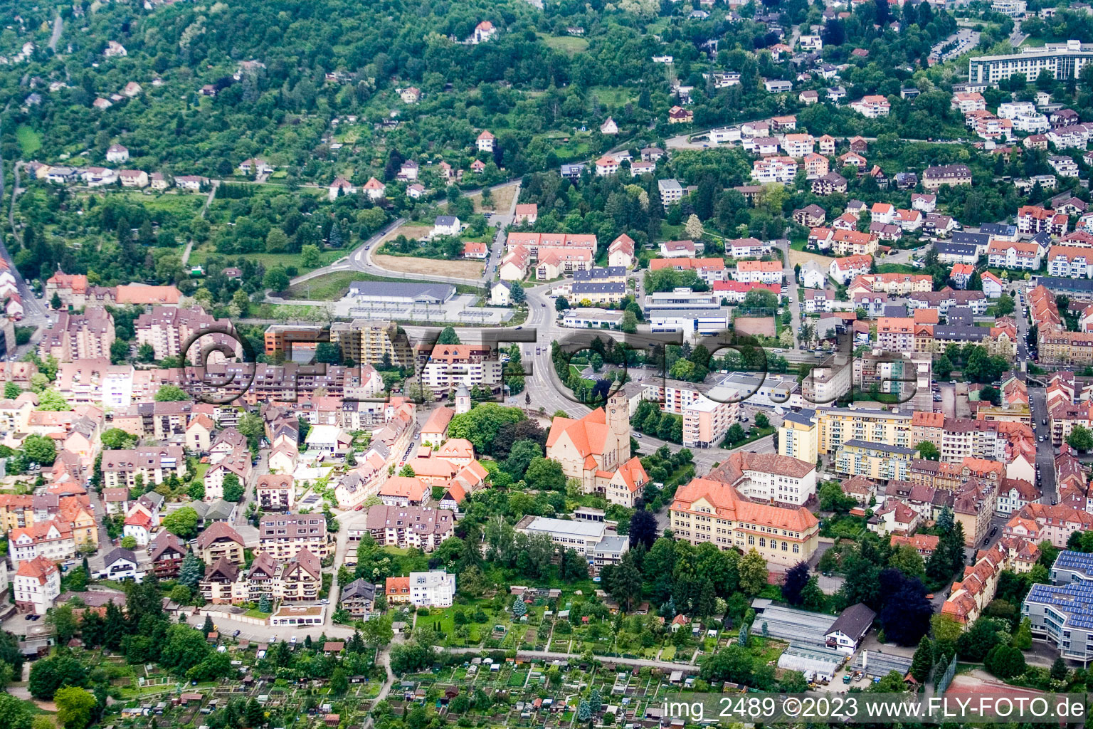 Drone image of Pforzheim in the state Baden-Wuerttemberg, Germany
