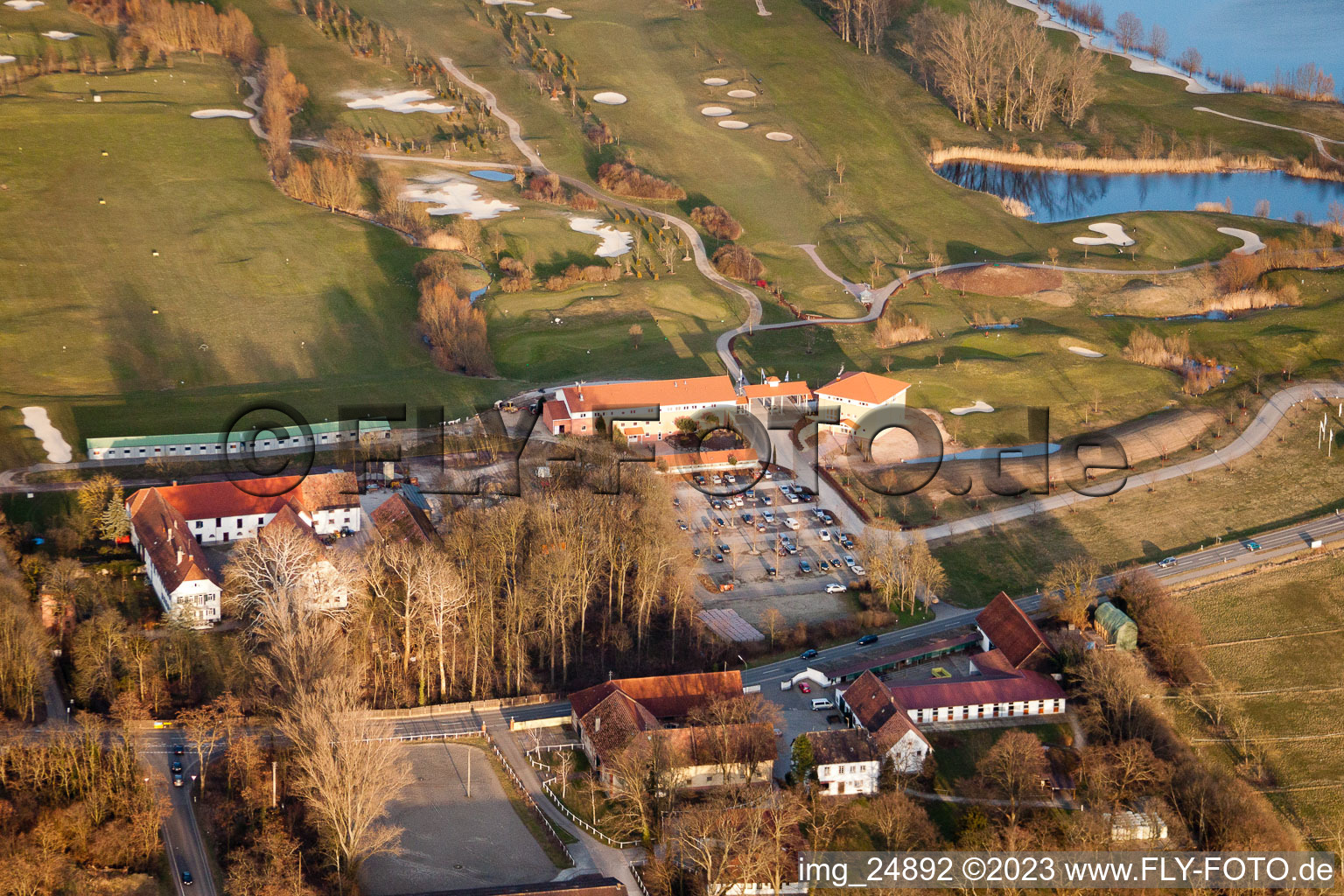 Bird's eye view of Golf Club Landgut Dreihof SÜW in Essingen in the state Rhineland-Palatinate, Germany