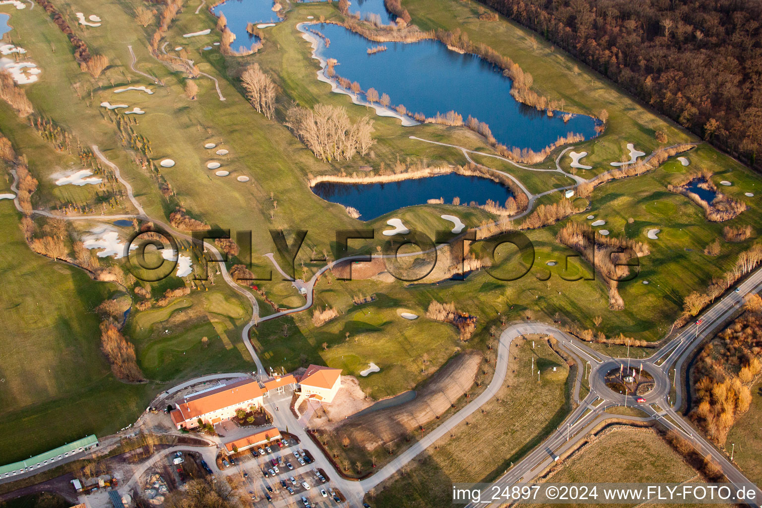 Grounds of the Golf course at Landgut Dreihof in Essingen in the state Rhineland-Palatinate