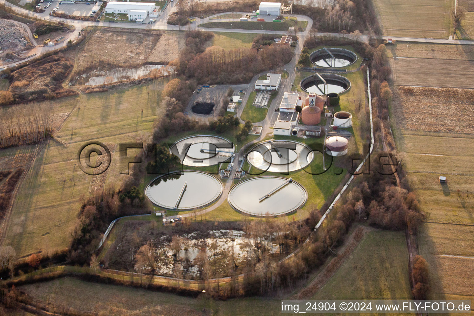 Sewage treatment plant in Offenbach an der Queich in the state Rhineland-Palatinate, Germany