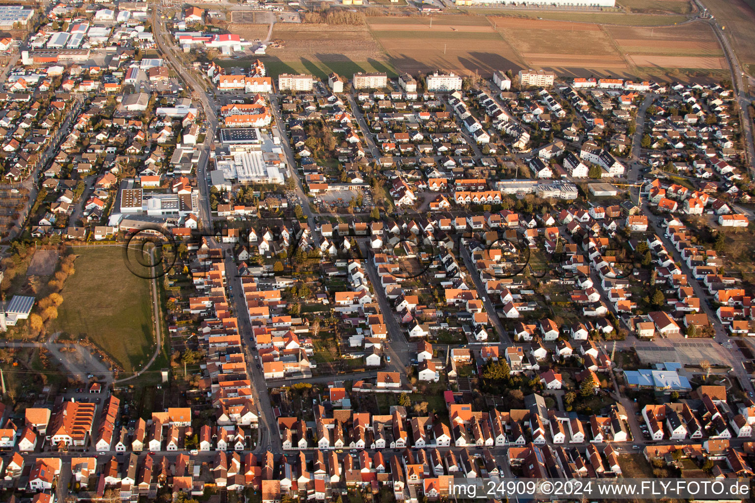 Offenbach an der Queich in the state Rhineland-Palatinate, Germany viewn from the air