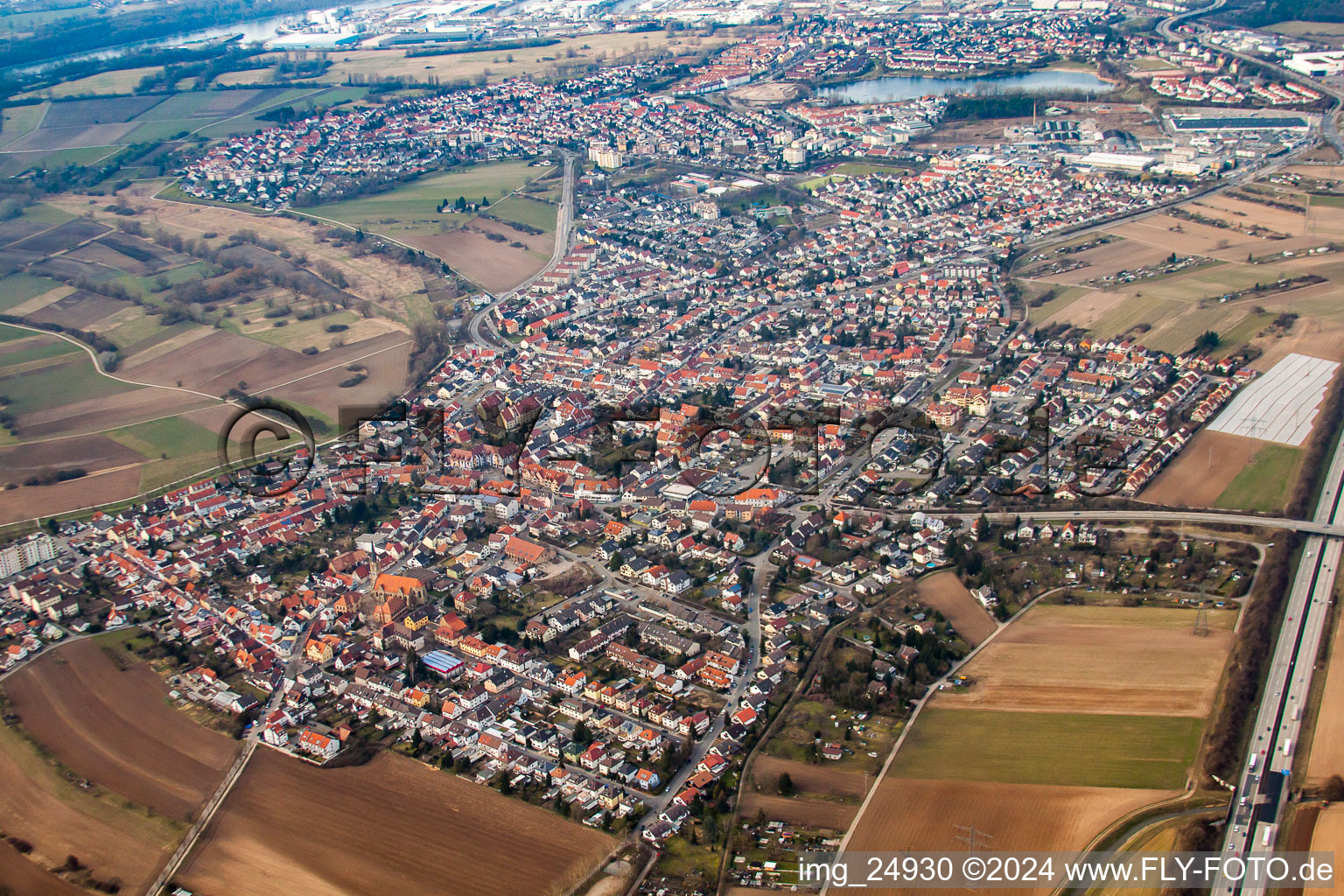 Ketsch in the state Baden-Wuerttemberg, Germany from above