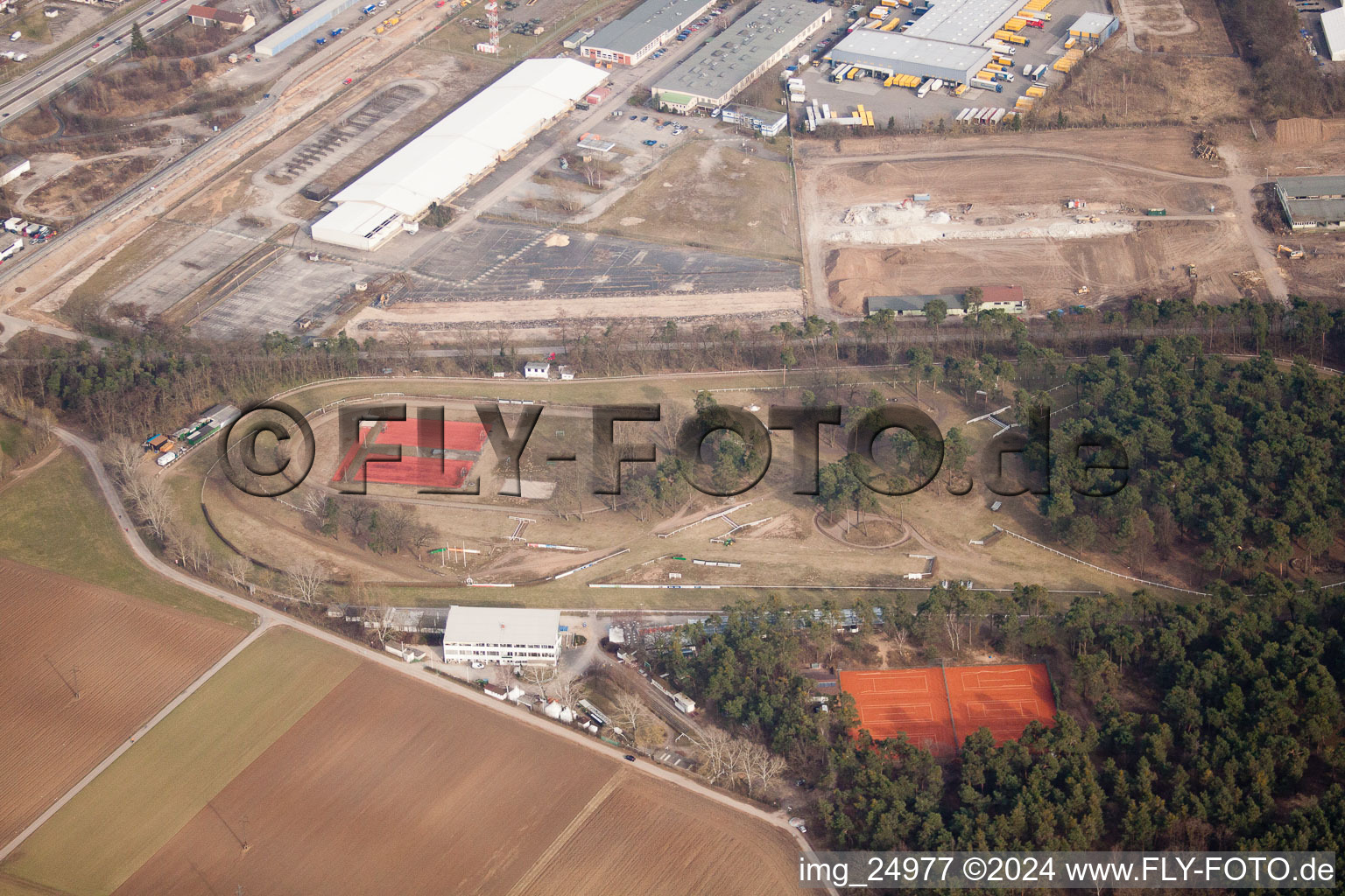 Forest race track of the Baden Racing Club in the district Seckenheim in Mannheim in the state Baden-Wuerttemberg, Germany